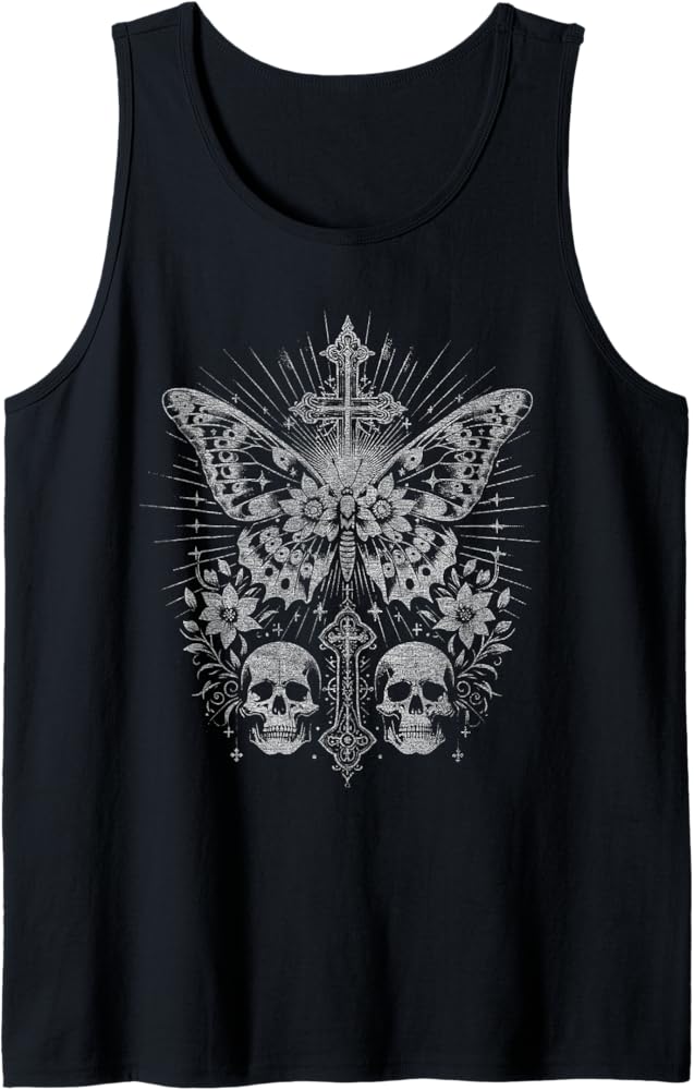Amazon.com: Emo Y2K Grunge Aesthetic Goth Skull Cross Gothic